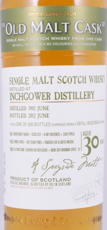 Inchgower 1982 30 Years Refill Hogshead Cask No. DL 8258 Douglas Laing OMC Speyside Single Malt Scotch Whisky 50.0%