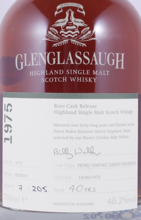 Glenglassaugh 1975 40 Years Pedro Ximenez Sherry Hogshead Cask No. 3171 Highland Single Malt Scotch Whisky 40.2%