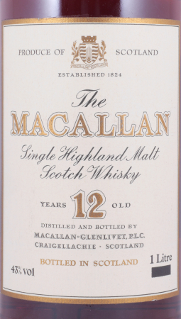 Macallan 12 Years Sherry Wood Golden Screw Cap Highland Single Malt Scotch Whisky 43,0% 1,0 Liter