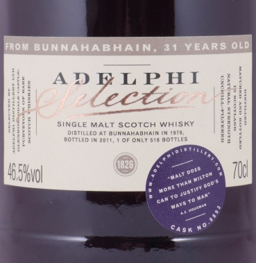 Bunnahabhain 1979 31 Years First Fill Sherry Cask No. 8893 Adelphi Selection Islay Single Malt Scotch Whisky 46,5%