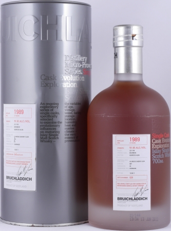 Bruichladdich 1989 21 Years Bourbon / Oloroso Sherry Cask No. 007 Micro-Provenance Islay Single Malt Scotch Whisky 51.9%