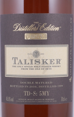 Talisker 1999 11 Years Distillers Edition 2010 Special Release TD-S: 5MY Isle of Skye Single Malt Scotch Whisky 45.8%