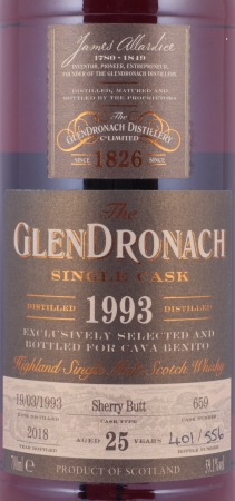 Glendronach 1993 25 Years Sherry Butt Cask No. 659 Highland Single Malt Scotch Whisky 59.1%