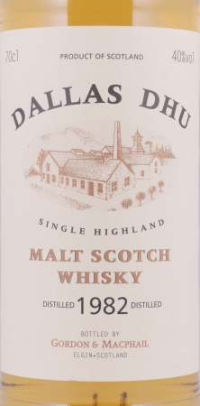 Dallas Dhu 1982 23 Years Oak Casks Gordon and MacPhail Licensed Bottling Distillery Label Speyside Single Malt Scotch Whisky 40.0%