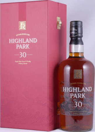 Highland Park 30 Years Glass Printed Label Red Box Orkney Islands Single Malt Scotch Whisky 48,1%