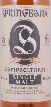 Springbank 21 Years Limited Edition Release 2000 Campbeltown Single Malt Scotch Whisky 46.0%