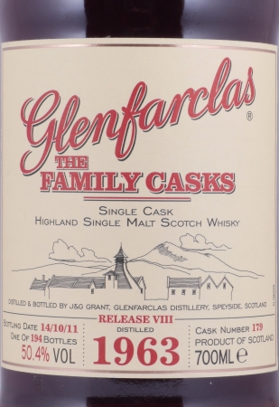 Glenfarclas 1963 48 Years The Family Casks 1st Fill Sherry Hogshead Cask No. 179 Highland Single Malt Scotch Whisky 50.4%