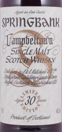 Springbank 30 Years Sherry Casks Limited Millennium Edition No. 2 Campbeltown Single Malt Scotch Whisky 46.0%