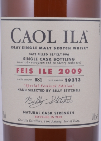 Caol Ila 1996 12 Years European Oak Sherry Cask No. 19313 Feis Ile 2009 Limited Edition Islay Single Malt Scotch Whisky 58.0%