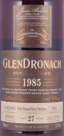 Glendronach 1985 27 Years Pedro Ximenez Sherry Puncheon Cask No. 1035 Highland Single Malt Scotch Whisky 53,7%