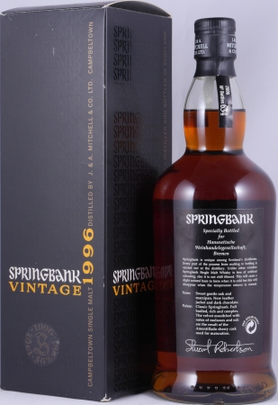 Springbank 1996 12 Years Amontillado Sherry Cask No. 256 Campbeltown Single Malt Scotch Whisky Cask Strength 56.0%