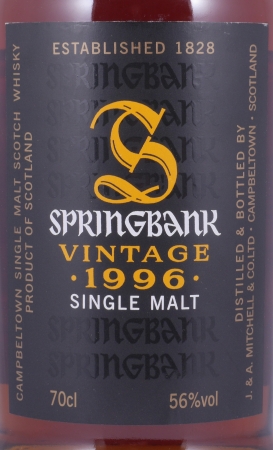 Springbank 1996 12 Years Amontillado Sherry Cask No. 256 Campbeltown Single Malt Scotch Whisky Cask Strength 56.0%