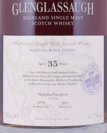 Glenglassaugh 1978 35 Years Madeira Puncheon Casks Massandra Connection Highland Single Malt Scotch Whisky 41,7%