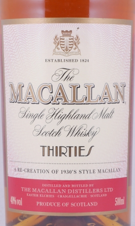 Macallan Thirties 1930s Limited Travel Range Highland Single Malt Scotch Whisky 40,0%