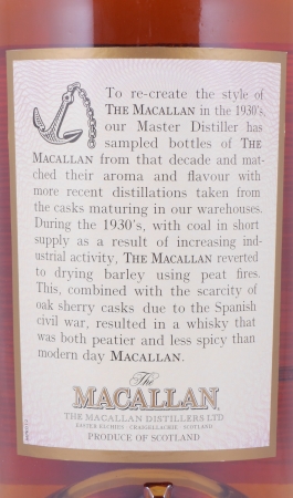 Macallan Thirties 1930s Limited Travel Range Highland Single Malt Scotch Whisky 40.0%