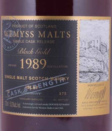 Bowmore 1989 30 Years Sherry Hogshead Wemyss Black Gold Limited Single Cask Islay Single Malt Scotch Whisky Cask Strength 50,0%