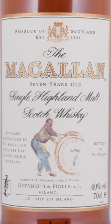 Macallan 7 Years Sherry Wood Armando Giovinetti Special Selection Highland Single Malt Scotch Whisky 40,0%