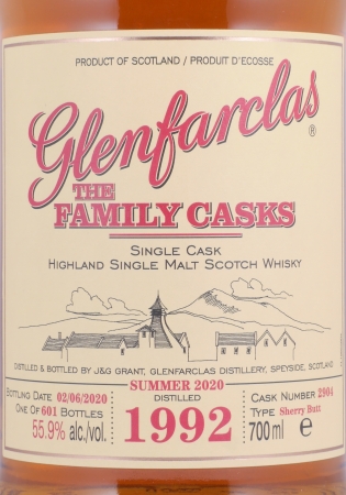 Glenfarclas 1992 28 Years The Family Casks 1st Fill Sherry Butt Cask No. 2904 Highland Single Malt Scotch Whisky 55.9%