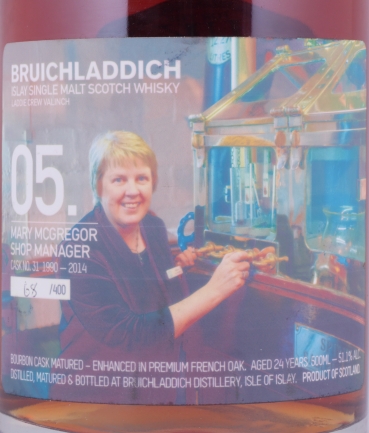 Bruichladdich 1990 24 Years Bourbon/Premium French Oak Cask No. 31 The Laddie Crew Valinch 05 Marie McGregor Islay Single Malt Scotch Whisky 51.1%