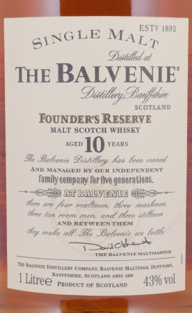 Balvenie 10 Years Founders Reserve Highland Single Malt Scotch Whisky 43.0% 1.0 Litre