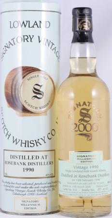 Rosebank 1990 10 Years Oak Cask No. 532 Signatory Vintage Millennium Edition Lowland Single Malt Scotch Whisky 43,0%