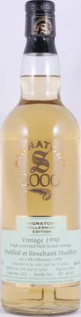 Rosebank 1990 10 Years Oak Cask No. 532 Signatory Vintage Millennium Edition Lowland Single Malt Scotch Whisky 43.0%