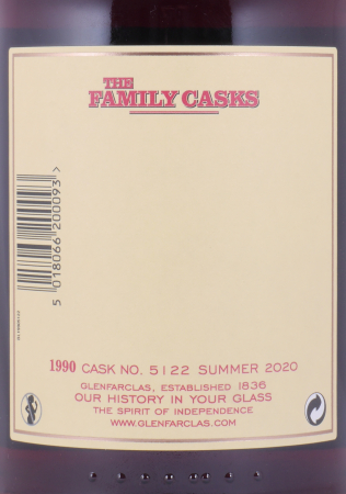 Glenfarclas 1990 30 Years The Family Casks First Fill Sherry Butt Cask No. 5122 Highland Single Malt Scotch Whisky 55,2%