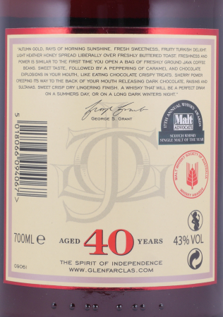 Glenfarclas 40 Years Oloroso Sherry Casks Warehouse Limited Edition Release 2020 Highland Single Malt Scotch Whisky 43.0%