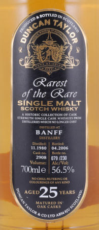 Banff 1980 25 Years Oak Cask No. 2908 Duncan Taylor Rarest of the Rare Highland Single Malt Scotch Whisky 56,5%