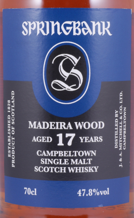 Springbank 2002 17 Years Madeira Wood Limited Edition Release 2020 Campbeltown Single Malt Scotch Whisky Cask Strength 47.8%