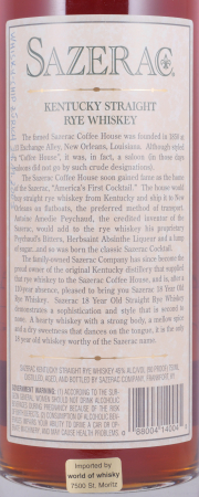 Sazerac 1984 18 Years Fall of 2002 Buffalo Trace Antique Collection Kentucky Straight Rye Whiskey 45.0%