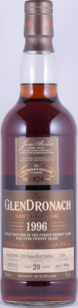 Glendronach 1996 20 Years Pedro Ximenez Sherry Puncheon Cask No. 1485 Highland Single Malt Scotch Whisky Cask Strength 53.0%