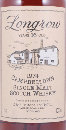 Longrow 1974 16 Years Sherry Casks Gold Screw Cap Distillery Label Campbeltown Single Malt Scotch Whisky 46.0%