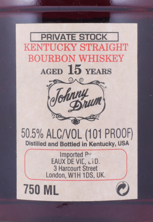 Johnny Drum 15 Years Private Stock Wax Sealed Kentucky Straight Bourbon Whiskey 50.5%