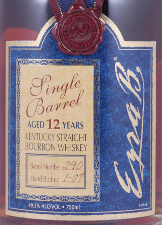 Ezra Brooks 12 Years Single Barrel No. 290 Wax Sealed Kentucky Straight Bourbon Whiskey 49.5%