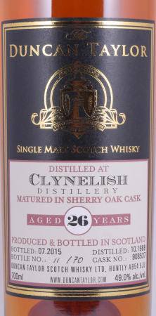 Clynelish 1988 26 Years Sherry Oak Cask No. 908537 Duncan Taylor Single Cask Collection Highland Single Malt Scotch Whisky 49,0%