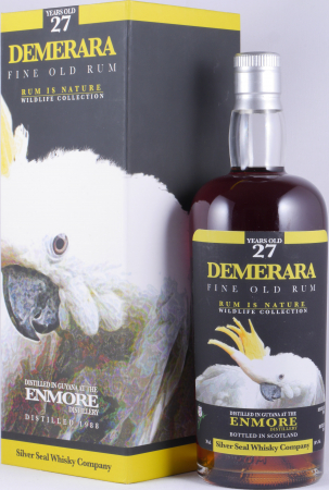 Enmore Demerara 1988 27 Years Single Cask No. 44 Silver Seal Wildlife Collection Wooden Coffee Still  Fine Old Guyana Rum 50,0%