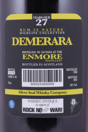 Enmore Demerara 1988 27 Years Single Cask No. 44 Silver Seal Wildlife Collection Wooden Coffee Still  Fine Old Guyana Rum 50,0%