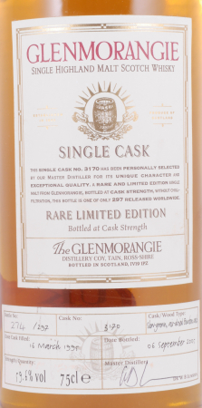 Glenmorangie 1995 10 Years Air Dried Bourbon Cask No. 3170 Rare Limited Edition Highland Single Malt Scotch Whisky 59,6%