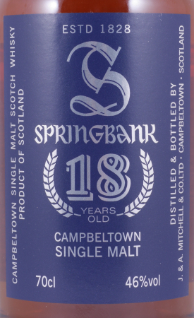 Springbank 18 Years 1st Batch 2009 Inaugural Release Campbeltown Single Malt Scotch Whisky 46.0%