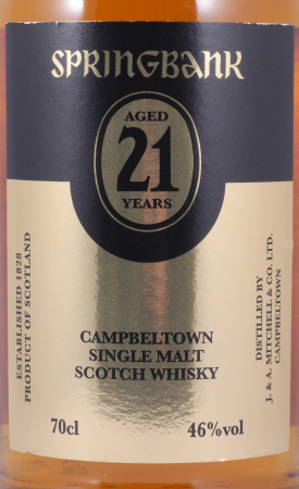 Springbank 21 Years Limited Edition 2018 Rum and First Fill Bourbon Casks Campbeltown Single Malt Scotch Whisky 46,0%