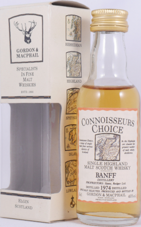 Banff 1974 22 Years Gordon und MacPhail Connoisseurs Choice Miniatur Highland Single Malt Scotch Whisky 40,0%