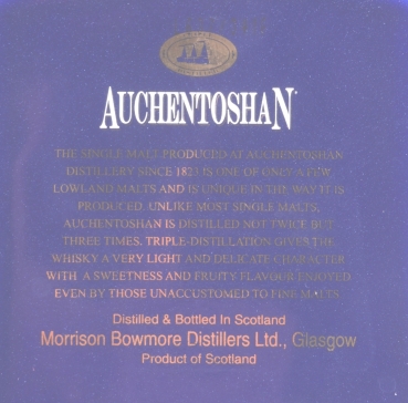 Auchentoshan 22 Years Limited Edition Blue Buchan Ceramic Bottle Lowland Single Malt Scotch Whisky 43.0%