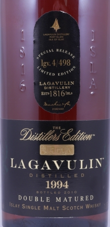 Lagavulin 1994 16 Years Distillers Edition 2010 Special Release lgv.4/498 Islay Single Malt Scotch Whisky 43.0% 1.0L