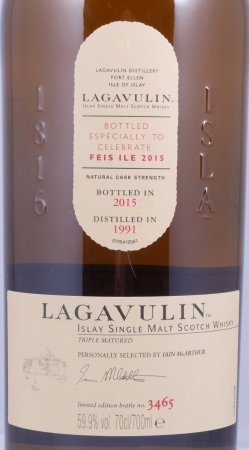 Lagavulin Vintage 1991 24 Years Feis Ile 2015 Limited Edition Islay Single Malt Scotch Whisky Cask Strength 59,9%