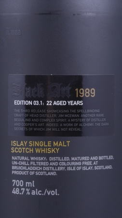 Bruichladdich Black Art 03.1 1989 Limited Edition 22 Years Islay Single Malt Scotch Whisky Cask Strength 48,7%