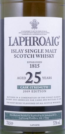 Laphroaig 25 Years Olosoro Sherry- und Bourbon Casks Limited Edition Release 2009 Islay Single Malt Scotch Whisky Cask Strength 51,0%