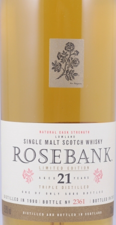 Rosebank 1990 21 Years Limited Edition Special Release 2011 Lowland Single Malt Scotch Whisky Cask Strength 53.8%
