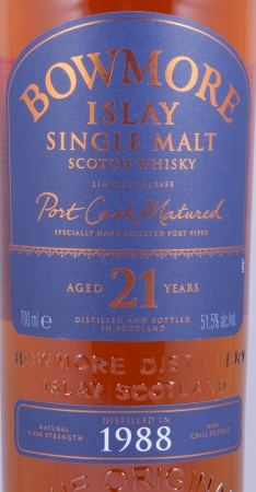 Bowmore 1988 21 Years Port Cask Limited Edition Islay Single Malt Scotch Whisky Cask Strength 51,5%