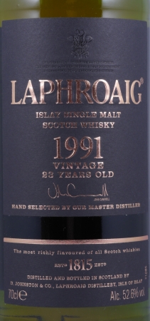 Laphroaig 1991 23 Years Limited Edition only for Germany Islay Single Malt Scotch Whisky Cask Strength 52.6%